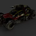 Armored Off Road Vehicle with Military Style Weapon Mount and Red Yellow Body