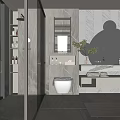 Modern Bathroom Interior Design With Glass Shower Enclosure Marble Wall Vanity And Mirror