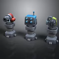 Colorful Robot Characters With Different Head Structures And Base Designs 3d model