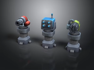Colorful Robot Characters With Different Head Structures And Base Designs 3d model