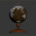 Brown Globe With White Snowy Regions And Red Stand Base