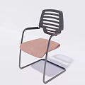 Modern Office Chair With Black Striped Backrest Metal Armrests And Light Brown Cushioned Seat