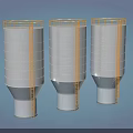 Three Industrial Storage Tanks Equipped with Silver Exterior Yellow Ladders and Safety Railings
