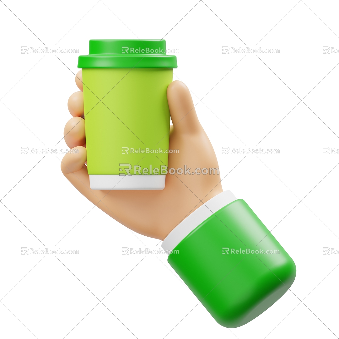 Modern Drink Cartoon Drink Cartoon Small Gesture Animation Small Hand 3d model