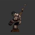Game Movie Character With Rock Like Body Muscular Limbs And Twig Head With Yellow Flowers