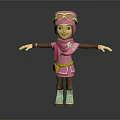 Cartoon Game Movie Character In Pink Outfit With Goggles Yellow Belt Brown Sleeves And White Boots
