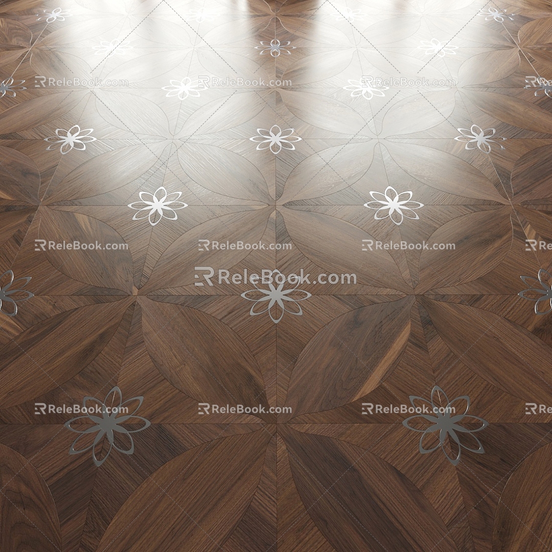 Middle Ancient Parquet Wood Flooring 3d model