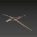 Ancient Pterosaur Flying With Spread Wings And Sharp Teeth Visible 3d model