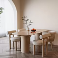 Modern Dining Table and Chair Combination Cream Dining Table and Chair Combination 3d model