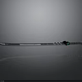 Sleek Modern Metallic Sword Featuring Shiny Blade And Green Accent Design