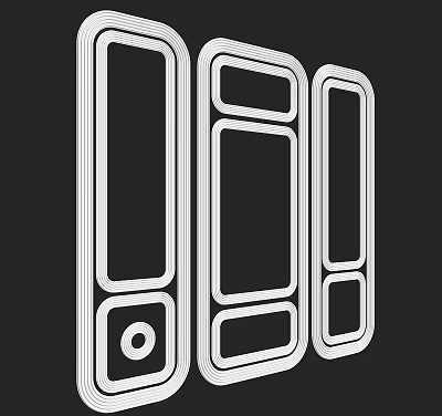 Modern TV Background Cabinet with Circular and Rectangular Storage Compartments and Sleek Design 3d model