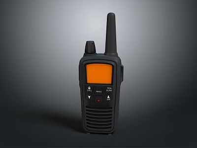 Modern Black Wireless Doorbell With Antenna Orange Screen And Push Button 3d model