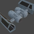 Detailed TIE Fighter Model With Twin Ion Engines And Angular Wings Design