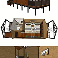 Stilted Wooden House With Brown Exterior Black Roof Porch Railing And Chairs