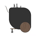 Stylish Black Wooden Decorative Cart Set With Wine Bottles And Glasses