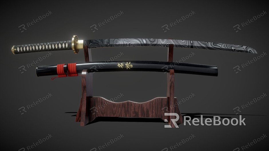 Damascus Steel Samurai Swords model