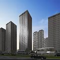 Modern High Rise Office Buildings With Glass Curtain Walls Urban Landscape And Commercial Area