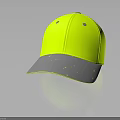 Neon Yellow Baseball Cap With Reflective Stars On Gray Brim And Smooth Surface Design