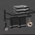 Wall Mounted Bathroom Rack with Towel Storage Hanging Bar and Accessories Holder