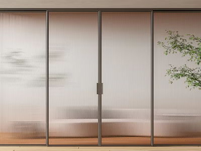 Contemporary Sliding Doors With Frosted Glass And Minimalist Frame For Modern Home Interior Design 3d model