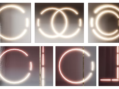 Soft Illuminated Decorative Lights Featuring Circular Double Ring And Square Shapes 3d model
