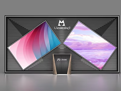 Modern Display Shelf Design With Digital Screens And Product Showcase Panels 3d model