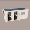 Silver Gray Container Building With Windows Roof Grid And Side Vent 3d model