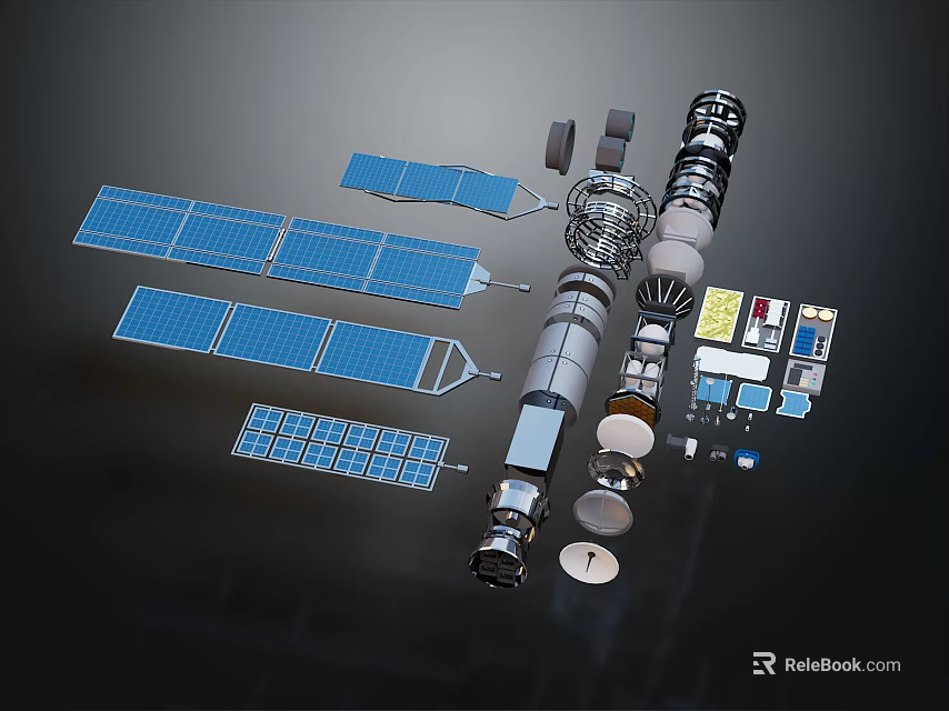 Detailed Space Station Model With Solar Panels Modules And Structural Components 3d model