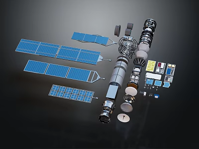 Detailed Space Station Model With Solar Panels Modules And Structural Components 3d model