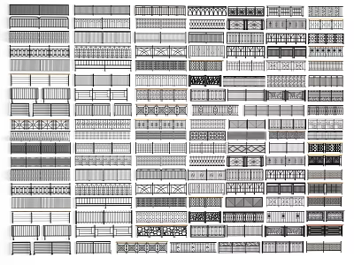 Various Decorative Fence Designs With Ornate Patterns And Grille Styles 3d model