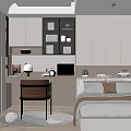 Tatami Bedroom Modern Minimalist Interior With Tatami Bed Desk Chair Storage Cabinets And Window Blinds