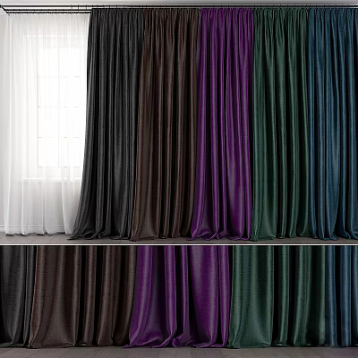 Multiple Colored Curtains with Sheer and Textured Fabric for Window Interior Decor 3d model