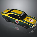 Mazda Yellow And Green Racing Car With Number 19 On Body