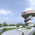 Modern Sales Office Building With Unique Spiral Design And Green Surroundings