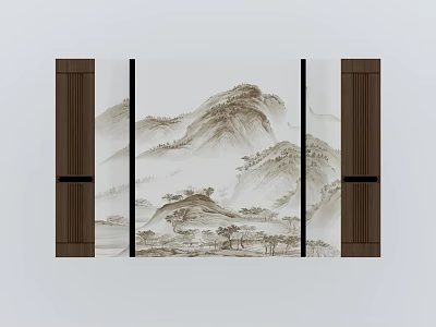 Modern new Chinese background wall TV background wall 3d model