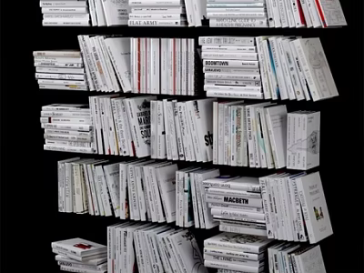 Stacked Books Magazines Arranged On Display Shelf With Various Sizes And Orientations 3d model