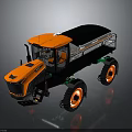 Orange And Black Agricultural Machinery With Large Wheels And Rear Container