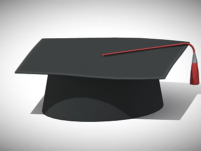 Classic Black Graduation Cap With Red Tassel Simple Design For Ceremonies 3d model