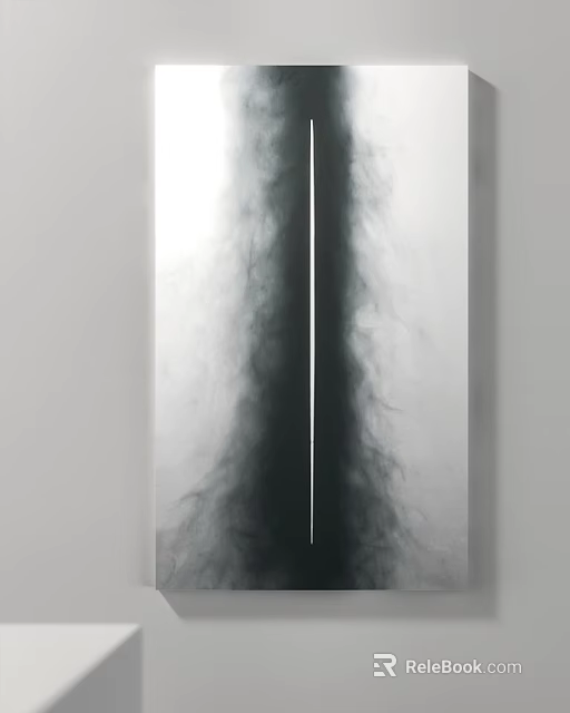 Modern Abstract Wall Art With Vertical Black Gray Smoke Texture Design 3d model 
