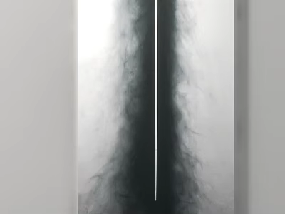 Modern Abstract Wall Art With Vertical Black Gray Smoke Texture Design 3d model
