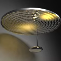 Modern Round Ceiling Light With Wavy Texture And Warm Yellow Glow 3d model