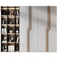 Modern Decorative Cabinet With Books Vases Clock Plant And Decorative Items