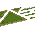Green Triangular And Strip Shaped Road Facilities With Brown Borders 3d model