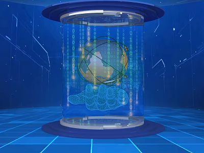 Modern holographic projection technology hand-held earth 3d model Modern holographic projection technology hand-held earth 3d model