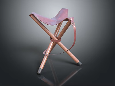 Stylish Copper Frame Stool With Leather Seat Crossed Legs And Strap Detail 3d model
