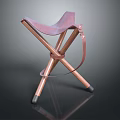 Stylish Copper Frame Stool With Leather Seat Crossed Legs And Strap Detail