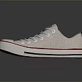 White Canvas Sneakers With Red Trimmed Soles And White Laces For Daily Wear