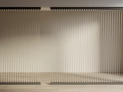 Modern Vertical Slat Room Divider In Minimalist Interior With Wooden Floor 3d model