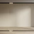 Modern Vertical Slat Room Divider In Minimalist Interior With Wooden Floor
