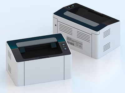 Sleek Modern Office Printers With White Body And Blue Panel For Efficient Office Use 3d model